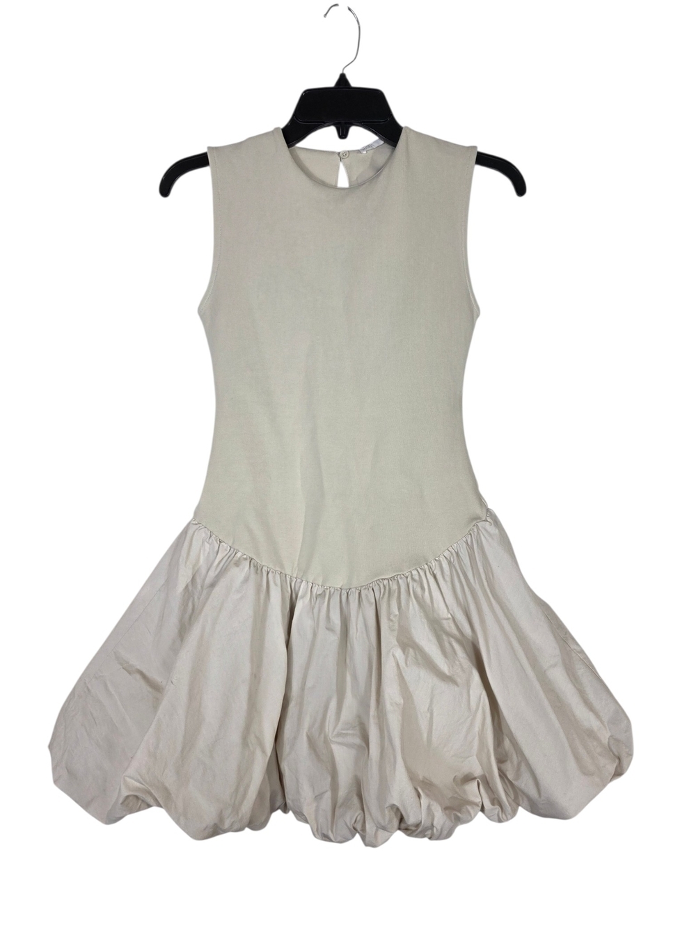 Zara Cream Sleeveless Bubble-Hem Mini Dress
